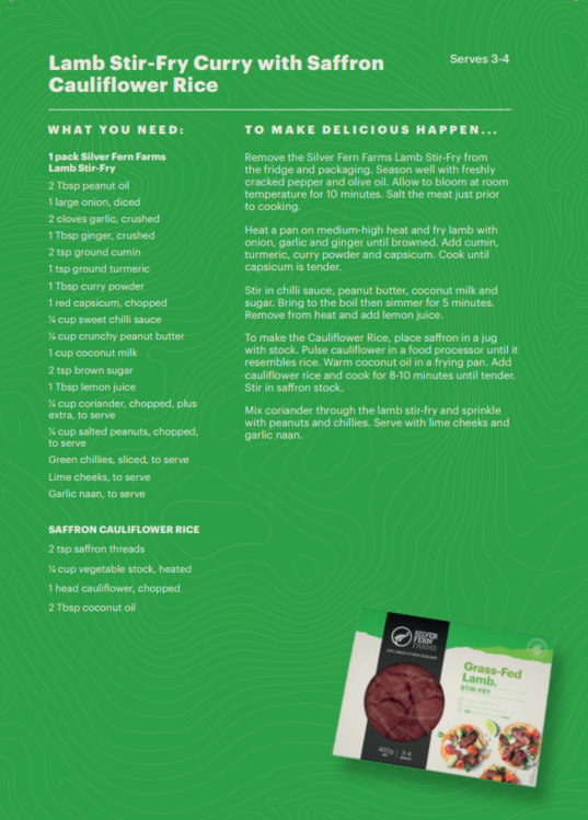 2021 Winter Recipe Card: Lamb Stir-Fry- Pack of 100