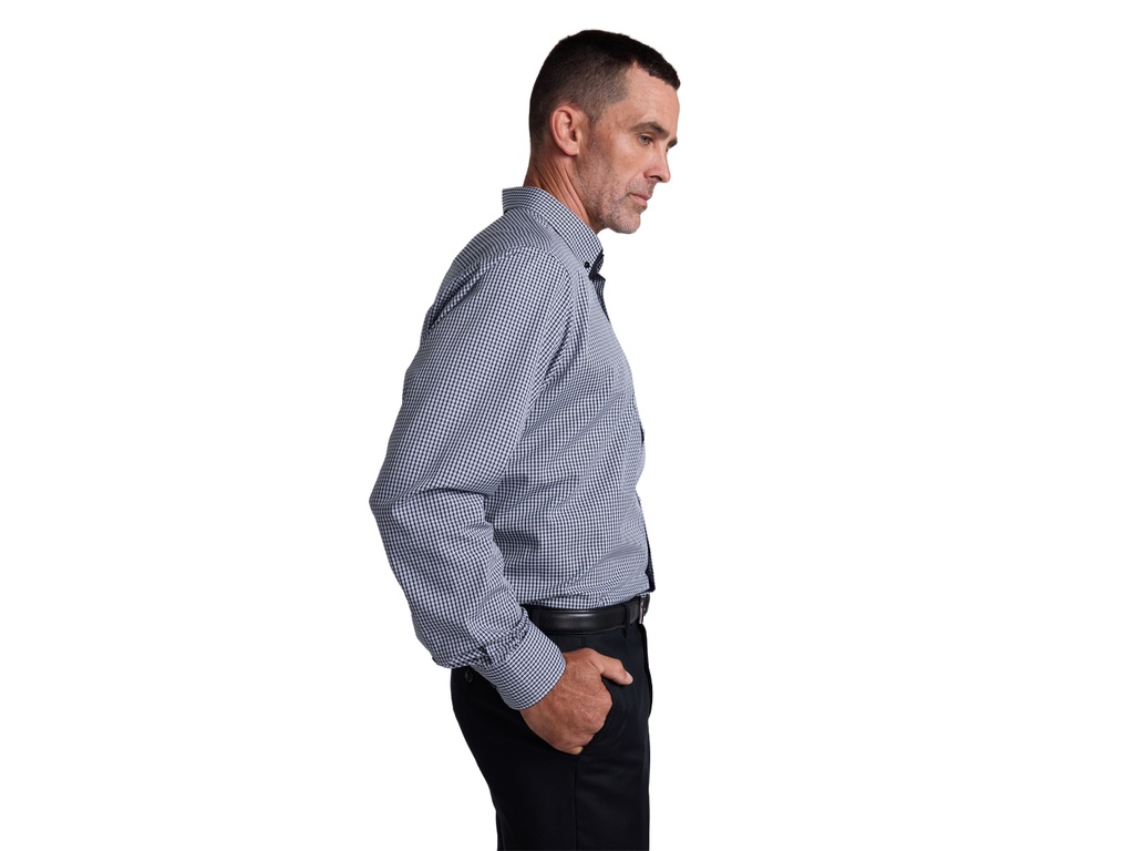 Business Shirt Black and Grey check 100% Cotton Long Sleeve