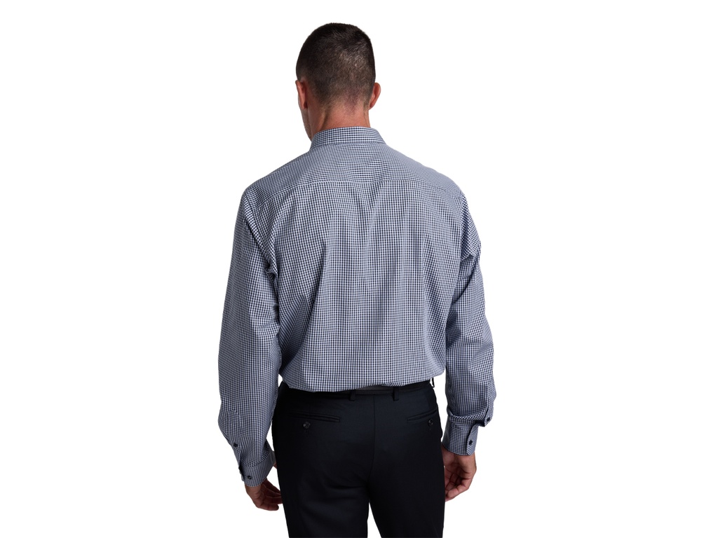 Business Shirt Black and Grey check 100% Cotton Long Sleeve