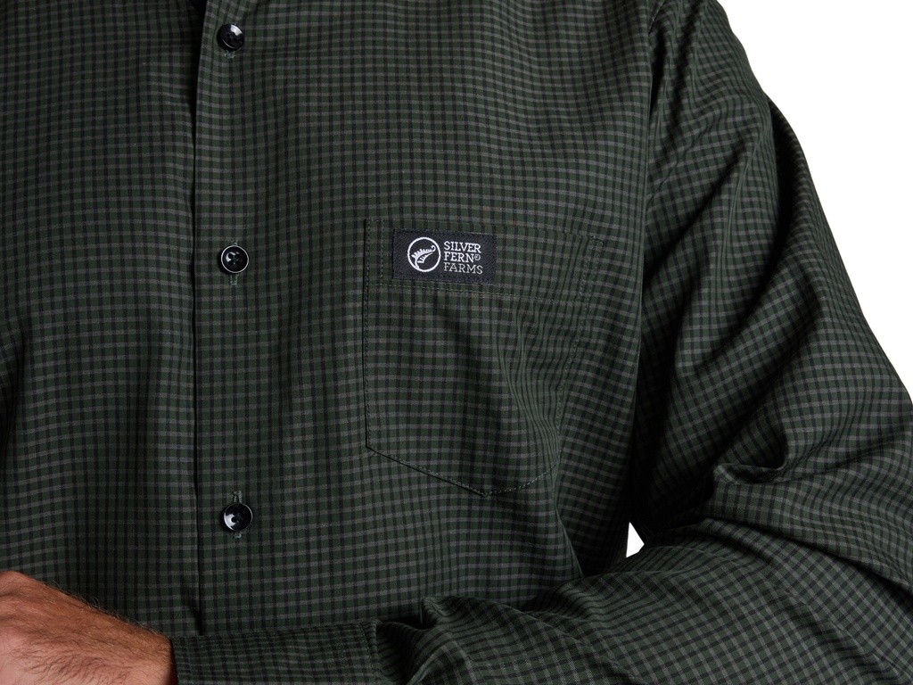  Business Shirt Green and Black Check Long Sleeve