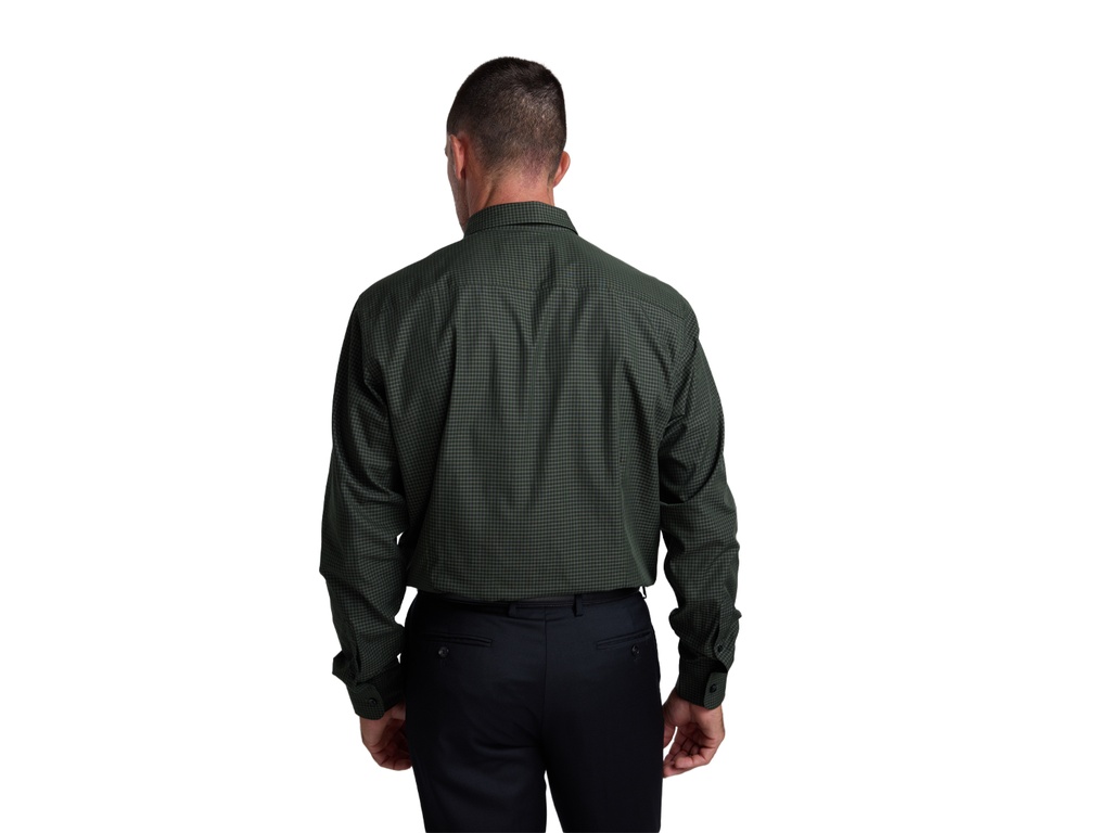  Business Shirt Green and Black Check Long Sleeve