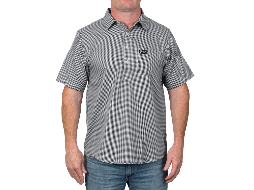  Aertex Shirt Check 100% cotton 1/2 button short sleeve
