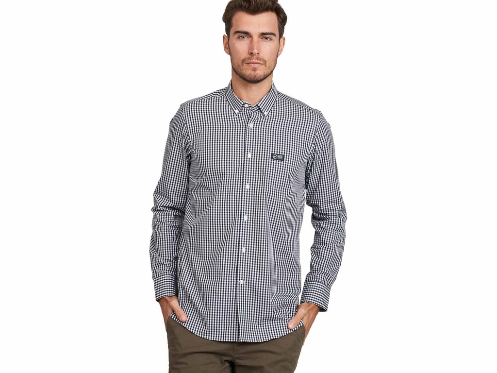  Business Shirt Black and White check 100% Cotton Long Sleeve