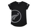 Black Cotton Fern Design Shirt- Curved Hem