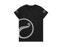 Black Cotton Fern Design Shirt-Straight Hem