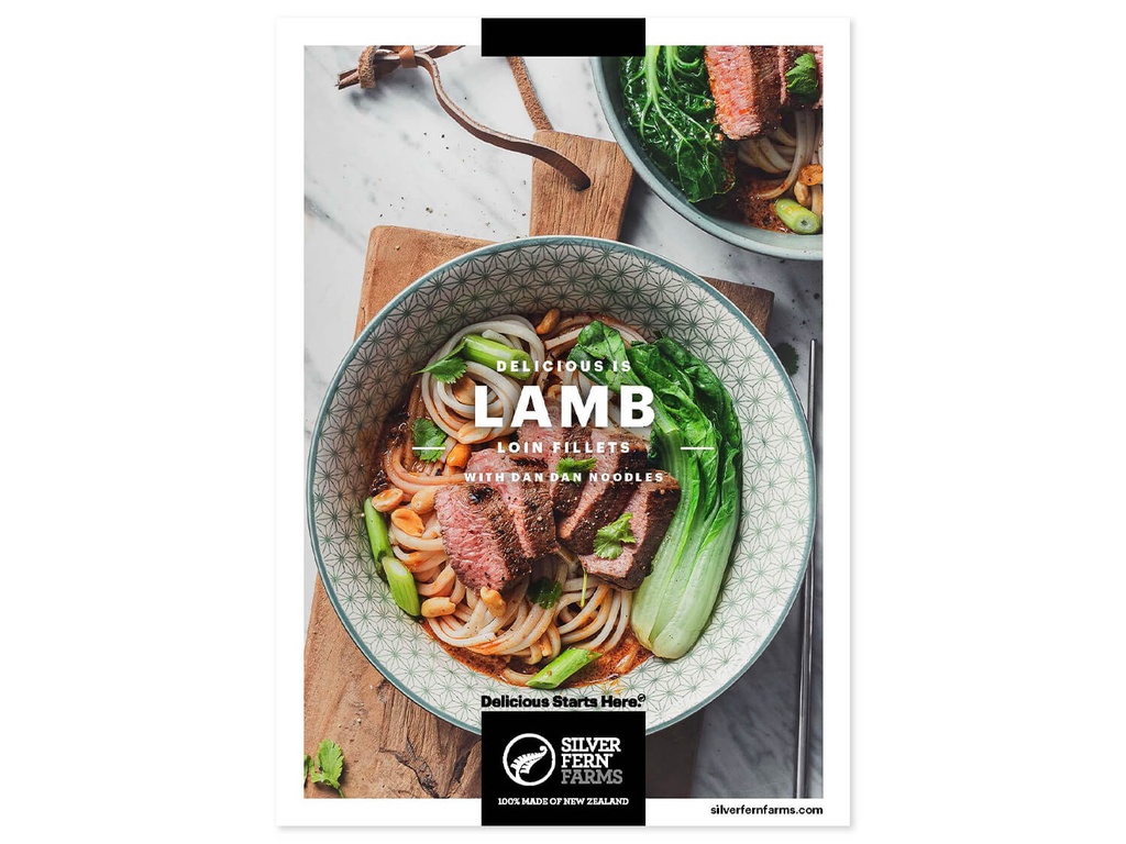 Recipe Cards - Delicious is Lamb - Loin Fillets with Dan Dan Noodles - Pack of 10