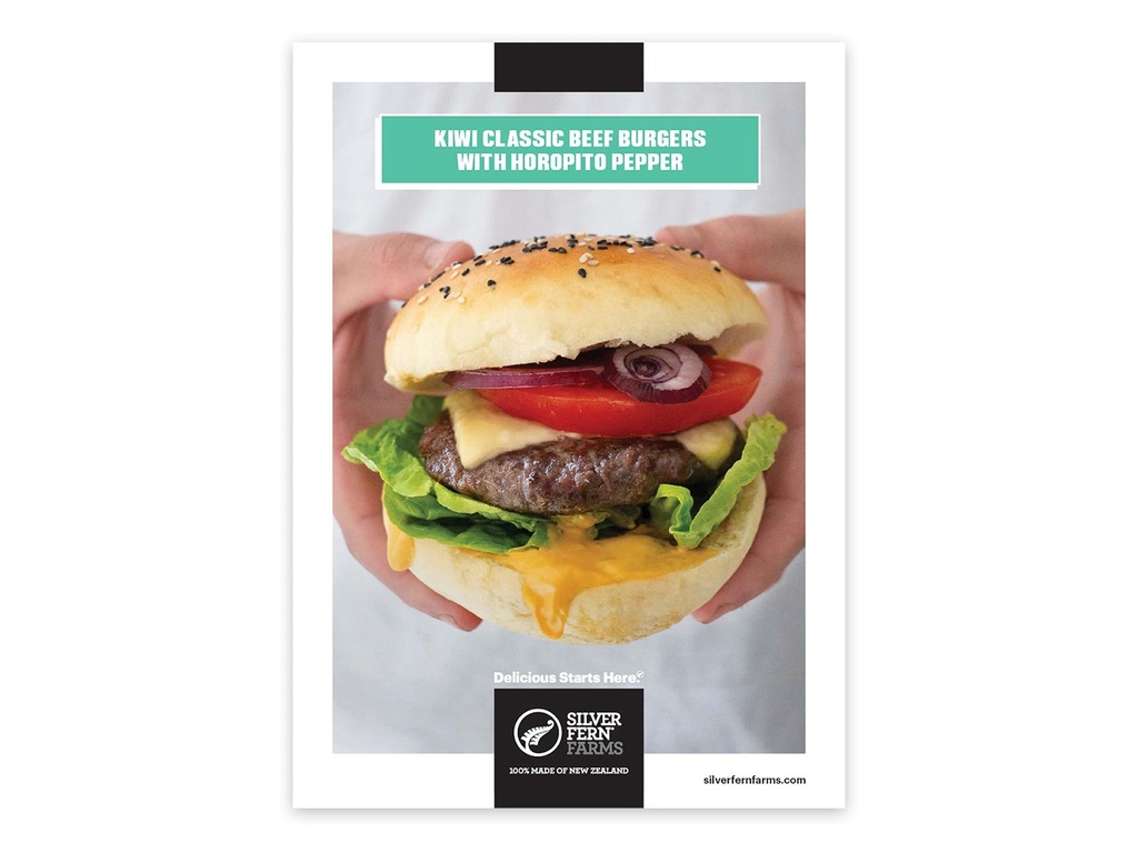 Recipe Cards - Kiwi Beef Burgers with Horopito Pepper - Pack of 100