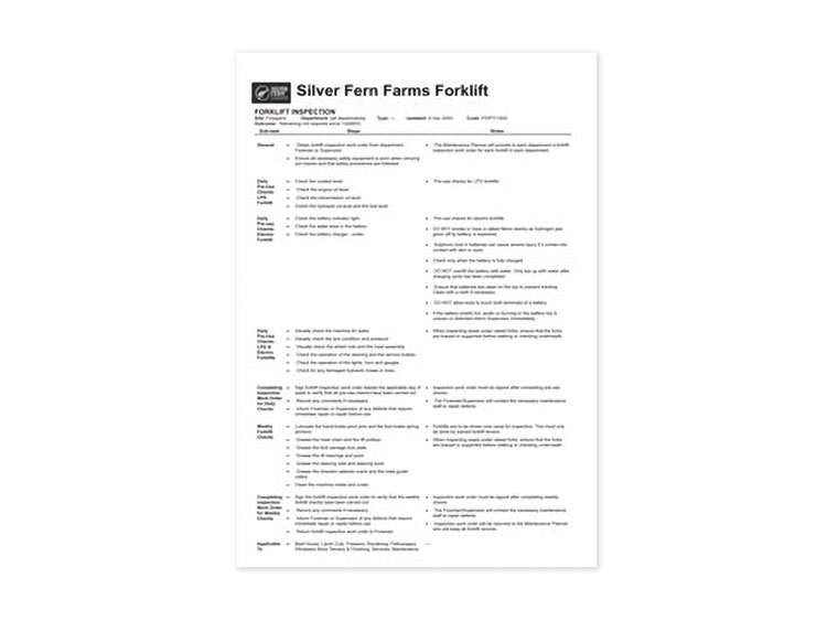 Forklift Operating Log Books