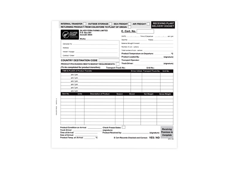 Delivery Docket Books SFFL330