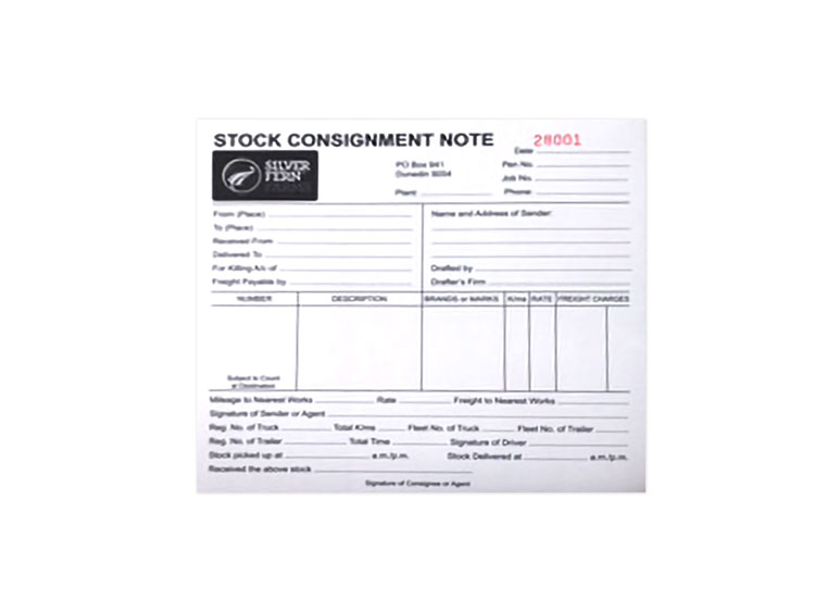 Stock Consignment Note Books SFFL700