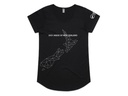 Black Cotton Geo Map Design Shirt- Curved Hem