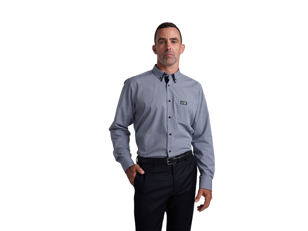 Business Shirt Black and Grey check 100% Cotton Long Sleeve